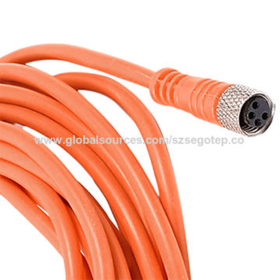 M8 4 Pin Female Straight Connector Aviation Socket with Yellow Cable